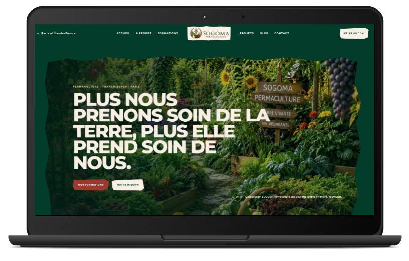 Aperçu du site Sogoma Permaculture sur ordinateur